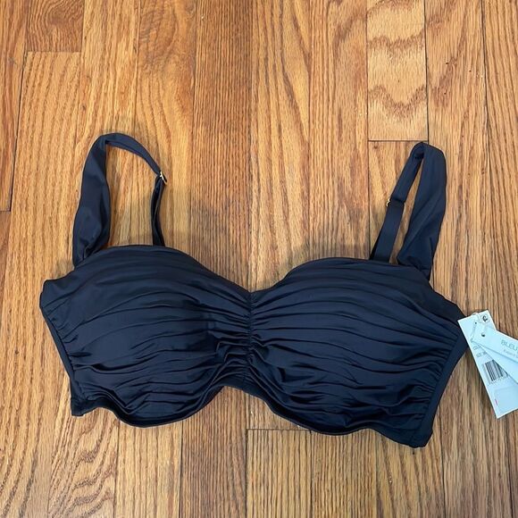 Bleu Rod Beattie Shirred Underwire D-Cup Bikini Top Swimsuit size 36D NWT - Picture 2 of 8